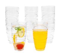 EazyBreezy 8 Pcs Plastic Tumblers with Swirl Design Stackable Drinking Glasses Reusable Shatterproof Tumbler for Picnic BBQ Camping Party - 550ml, Clear