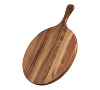 EazyBreezy Acacia Wood Large Cheese Board with Handle Round Charcuterie Board Pizza Cutting Board Serving Board for Pizza Cheese Meat Fruits Vegetables Bread - 12 Inch