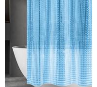 Eazzier Bath Blue 3D Crystal Plastic Shower Curtain Liner, 72x72 Inch Thin Lightweight Ice Cube Plastic Bathroom Shower Showroom Inner Curtain with Rustproof Metal Grommet Holes and Weighted Magnets