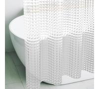 Eazzier Bath Extra Long - 3D Crystal Clear Plastic Shower Curtain Liner, 72x80 Inch Thin Lightweight Ice Cube Plastic Shower Inner Curtain with Rustproof Metal Grommet Holes and Weighted Magnets