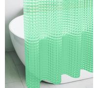 Eazzier Bath Green 3D Crystal Plastic Shower Curtain Liner, 72x72 Inch Thin Lightweight Ice Cube Plastic Bathroom Shower Showroom Inner Curtain with Rustproof Metal Grommet Holes and Weighted Magnets