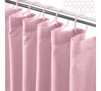 Eazzier Bath Lady Pink Fabric Shower Curtain or Liner - Waffle Weave Textured Thin Cloth Shower Curtains for Bathroom, Light Weighted Bath Curtain Set with 12 Hooks,72x72, Pink