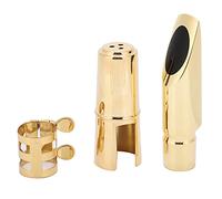 Eb Alto Saxophone 5C Mouthpiece, Brass Sax Mouthpiece for Alto Sax, High - Quality Classical Tone with Cap and 2 Pads, Gold Finish for Saxophone Players