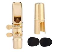 Eb Alto Saxophone 7C Mouthpiece with Cap and Pads, Brass Gold Musical Instrument Accessory - Durable Brass, Comfortable Design, Ideal for Jazz Players