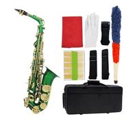 Eb Alto Saxophone Brass Silver Plated Professional Woodwind Instrument E Flat Sax With Case Strap Instrument Accessories (Color : Green 3)