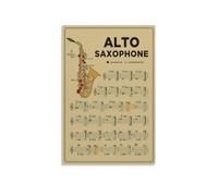 Eb Alto Saxophone Fingering Chart Metal Sign Alto Sax Notes And Basic Scales Music Theory Guide For Beginners Musicians Room Decor 8 X 12 in