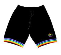 eb Pride Clothing Rainbow Cotton Short. (UK, Alpha, XL, Regular, Black with Rainbow Trim) Pride LGBTQ+ Lounge Sweat Gym Unisex Gay Lesbian Trans Designer Comfortable Stretch Colourful Gift Present