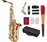 Eb Saxophone, Saxophone Sax Eb Be Alto E Flat Brass Carved Pattern On Surface Plastic Mouthpiece Exquisite With Gloves Cleaning Cloth Brush Straps