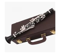 Eb Tone 18 Keys Professional Clarinet Ebony Body Silver Plated Key E Flat Clarinet With Storage Box Clarinet Kit (Color : 02)