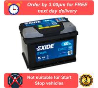 EB602 EXIDE Excell Car Battery 075 Type Vauxhall Astra J 1.4 Turbo 140 MK 6