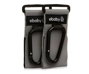 ebaby Universal Stroller Carrying Hook - Double Set | Baby Pushchair Stroller Hook Holder Organizer | Shopping Bag Holder, Changing Bag & Stroller Organiser Holders | Handy Carry Clip (Black)