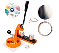 eBadges 25mm Badge Maker Kit with 100 Badge Button Blanks | Metal Button Press, Badge Machine with Circle Cutter | Interchangeable Dies 25, 38, 45, 77mm | DIY Crafts & Custom Designs