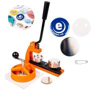 eBadges 38mm Badge Maker Kit with 100 Badge Button Blanks | Metal Button Press, Badge Machine with Circle Cutter | Interchangeable Dies 25, 38, 45, 77mm | DIY Crafts & Custom Designs