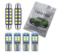 EBAIFUN 7-Pack White LED Interior Light Kit Compatible with Jeep Wrangler JK 2-Door 4-Door 2007 2008 2009 2010 2011 2012 2013 2014 2015 2016 2017 Map Dome Trunk License Plate Bulb Replacement Package