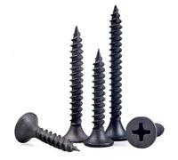 EBAIJQUO M3.5×40mm Phillips Drywall Black Screws, Self Tapping Countersunk Head, Black Phosphate Coating, Fine-Thread, Grade 8.8 High-strength Wood Screws for Construction and Carpentry(190 Pcs)