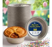 ebake 100 Pack Aluminium Foil Pie Dishes 12Cm X 4Cm Individual Round Pie Tins For Baking Roasting Desserts Serving & Food Storage