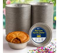ebake 200 Pack Aluminium Foil Pie Dishes 12Cm X 4Cm Disposable Round Pie Tins For Baking, Desserts, Serving, Home & Commercial Use