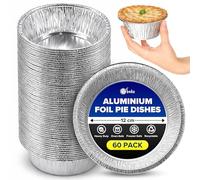 ebake Aluminium Round Foil Dishes 12cm (60 Pack) - Disposable Baking Trays for Pies, Quiche, Pastries and Cake