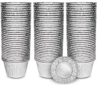 ebake Foil Pie Cases - 100 Pack Reusable Foil Cupcake Cases 200ml - Aluminium Foil Tin Cups for Airfryer - Silver Cupcake Cases for Foil Dishes and Baking Moi Moi, Muffin, Tart, and Yorkshire Pudding