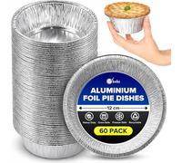 ebake Foil Pie Dishes - 12cm x 4cm Disposable Aluminium Pie Tins in Silver | Size: 60 Pack ebake Silver 60 Pack