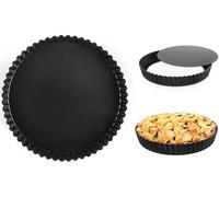 ebake Quiche Dish - 2 Pack 22cm Round Quiche Tins with Loose Base and Non Stick Coating - Fluted Carbon Steel Quiche Tin for Quiche Dishes, Tart Dish, Flan Dish and Pie Dish