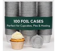ebake Reusable Aluminium Foil Cupcake Cases in Silver | Size: 50 Pieces ebake Silver 50 Pieces