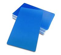 Ebamaz 50PCS Thick 0.45mm Matte Black Finish Aluminum Metal Business Cards Blanks 3.4 X2.13 inch for Customer Laser Engraving (Blue,Blank)