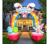 EBANKU 11.3 FT Easter Inflatables Outdoor Decorations, Inflatable Rainbow Archway with Bunny Ears & Egg Bunny Blow Up Yard Decoration Built-in LED Lights for Holiday Party Indoor Outdoor Garden Lawn