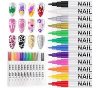EBANKU 12 Color 3D Nail Art Pens Set, 0.7MM Nail Polish Pens Graffiti Dotting Pen Drawing Painting Liner Brush for Home Salon Quickly DIY Nail Art