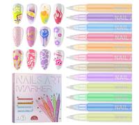 EBANKU 12 Color 3D Nail Art Pens Set, 1 MM Nail Polish Pens Graffiti Dotting Pen Drawing Painting Liner Brush for Home Salon Quickly DIY Nail Art