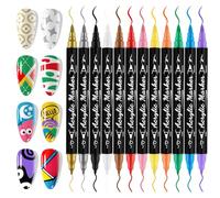 EBANKU 12 Colors Double Head Nail Art Pens Set, Nail Polish Pens Graffiti Dotting Pen Quick-Drying Acrylic Nail Paint Liner Pen Tools for DIY Nail Art Manicure Tools