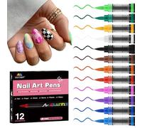 EBANKU 12 Colors Nail Art Pens Set - Quick-Dry Acrylic Paint Markers Salon-Grade Nail Polish Pens Dotting Liner Pen Tools for Graffiti DIY Home Manicure & Professional Design