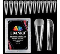 EBANKU 120 PCS Clear Dual Nail Forms System Flat Coffin Nail Mold Tips Acrylic Stiletto Nail Extension Tools for Nail Art Salon Nails Design