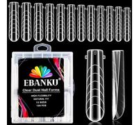 EBANKU 120PCS Clear Dual Nail Forms System Long Full Coffin Nail Mold Tips Acrylic Nail Extension Tools for Nail Art Salon Nails Design