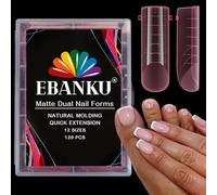 EBANKU 120PCS Pink Matte Full Cover Dual Nail Forms System Acrylic Nail Mold Nail Extension Tips Nail Art Manicure Tools