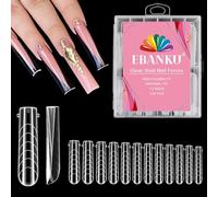 EBANKU 120Pcs Poly Gel Nail Forms, Long Full Coffin Clear Dual Nail Forms for Pedicures Reusable Nail Tips Mold for Polygel Pedi Extensions, 12 Sizes