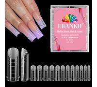 EBANKU 120Pcs Poly Gel Nail Forms, Long Square Clear Dual Nail Forms for Pedicures Reusable Nail Tips Mold for Polygel Pedi Extensions, 12 Sizes