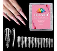EBANKU 120Pcs Poly Gel Nail Forms, Long Stiletto Clear Dual Nail Forms for Pedicures Reusable Nail Tips Mold for Polygel Pedi Extensions, 12 Sizes