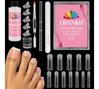 EBANKU 120Pcs Poly Gel Toenail Forms Kit, Long Square Dual Nail Forms for Polygel Pedi Extensions Reusable Toe Nail Tips Mold with 75ml Slip Solution Clips Gel Brush Pe File, 12 Sizes