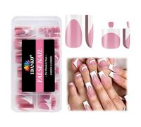 EBANKU 120PCS White French Tip Press on Nails & Toenails Set, Square Medium Fake Nails Pre-Designed French False Toenails Full Cover Stick on Nails for Women Manicure