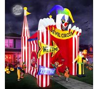 EBANKU 12FT Halloween Inflatables Archway Clown Circus Haunted House, Giant Clown Arch Inflatable with Build-in Lights Scary Halloween Outdoors Blow Up Decoration for Yard Garden Lawn Indoor Decors