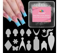 EBANKU 144PCS French Nail Forms Stickers Reusable Silicone Tip Stickers for Dual Nail Forms, Soft Manicure Stencil