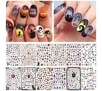 EBANKU 1500+ Patterns Halloween Nail Art Stickers, 3D Self-Adhesive Pumpkins Skull Ghosts Bats Nails Art Design for Women Girl Halloween Party Supply Fingernails Decorations