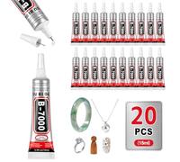 EBANKU 20PCS 15ml B7000 Glue Clear with Precision Tip, Super Adhesive Bedazzling Glue for Rhinestones Crafts, Clothes Shoes, Fabric, Jewelry Making, Cell Phones
