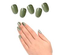 EBANKU 20PCS Olive Green Gel Nail Strips - Long Lasting UV Stickers With Nail File & Wooden Stick for Women Manicure