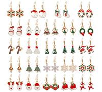 EBANKU 24 Pairs Christmas Earrings, Theme Drop Dangle Earrings Sets Christmas Drop Dangle Earrings Xmas Jewelry Earrings Set for Women Girls (A)