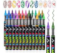 EBANKU 24PCS Nail Art Pens Set - 24 Vibrant Colors Quick-Dry Acrylic Paint Markers with Dotting Liner Tips Salon-Grade Nail Polish Pens for Home DIY & Professional Salon Manicure