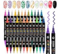 EBANKU 24PCS Nail Art Pens Set - 48 Vibrant Colors Quick-Dry Acrylic Paint Markers with Dotting Liner Tips Salon-Grade Nail Polish Pens for Home DIY & Professional Salon Manicure