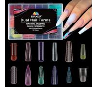EBANKU 288 PCS Poly Gel Nail Forms, Reusable Dual Forms for Polygel Multicolor Nail Mold Acrylic Nail Extension Tool for Home Salon Nail Manicure, 12 Styles