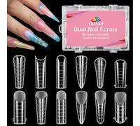 EBANKU 288PCS Poly Gel Nail Forms, Full Cover Clear Dual Nail Forms for Pedicures Reusable Nail Tips Mold for Polygel Pedi Extensions, 12 Styles